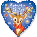 Luftballon Merry Christmas Rentierkopf Folie-Herz...