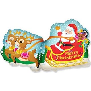 Flexmetal Folienballon Weihnachtsmann Schlitten 93cm unverpackt-1St