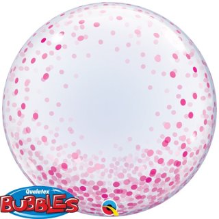 Luftballon Deco Klar Konfetti Pink Bubble Folie ø61cm