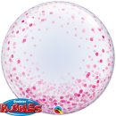 Luftballon Deco Klar Konfetti Pink Bubble Folie &oslash;61cm