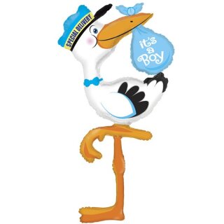 Betallic Folienballon Storch ist a Boy 150cm-1St