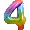 Globos Folienballon -Zahl 4- Regenbogen Folie 86cm-1St