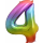 Globos Folienballon -Zahl 4- Regenbogen Folie 86cm-1St