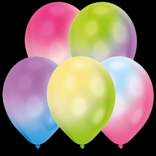 5 LED Luftballons Wei&szlig; mit Farbwechsel &oslash;28cm