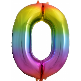 Globos Folienballon -Zahl 0- Regenbogen Folie 86cm-1St