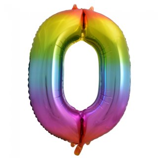 Luftballon -Zahl 0- Regenbogen Folie ca 86cm