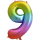 Globos Folienballon -Zahl 9- Regenbogen Folie 86cm-1St