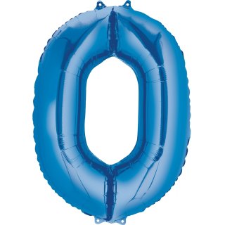 Luftballon Zahl 0 Blau Folie ca 35cm