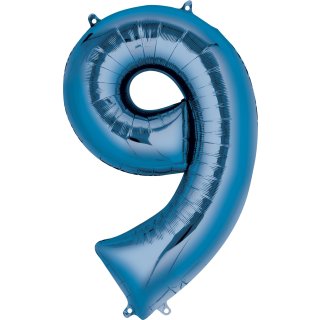 Luftballon -Zahl 9- Blau Folie ca 35cm