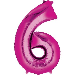 Godan Folienballon -Zahl 6- Pink 35cm-1St