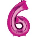Luftballon -Zahl 6- Pink Folie ca 35cm