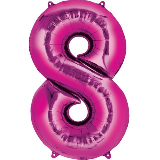 Luftballon Zahl 8 Pink Folie ca 35cm