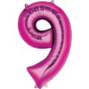 Globos Folienballon -Zahl 9- Pink 35cm-1St