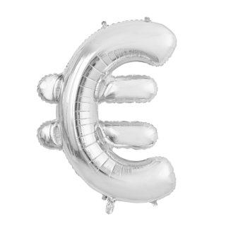 Luftballon Symbol EUR Silber Folie ca 86cm