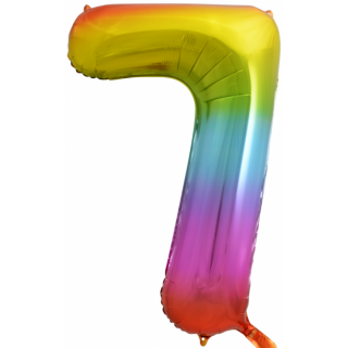 Globos Folienballon -Zahl 7- Regenbogen Folie 86cm-1St