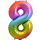 Globos Folienballon -Zahl 8- Regenbogen Folie 86cm-1St