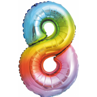 Globos Folienballon -Zahl 8- Regenbogen 35cm-1St