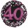 Luftballon Zahl 40 3D Effekt holographisch funkelnd Schwarz Pink Folie &oslash;91cm