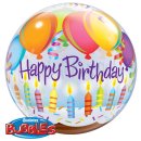 Luftballon Happy Birthday Kerzen Bubble Folie ø56cm