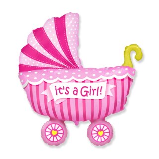 Flexmetal Folienballon Kinderwagen Girl Rosa 92cm unverpackt-1St