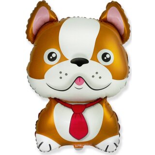 Flexmetal Folienballon Hund-Bulldogge Braun 70cm unverpackt-1St