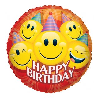Luftballon Happy Birthday Smiles Folie-Jumbo ø91cm