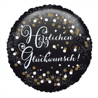 Anagram Folienballon Herzlichen Glückwunsch Schwarz  ø45cm-1St