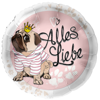 Premioloon Folienballon Alles Liebe Mops  ø43cm-1St