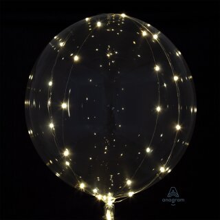 Anagram Plastikballon Klar mit 5 Meter LED-Lichterkette Weiß ø46cm-1St