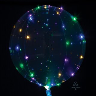 Anagram Plastikballon Klar mit 5 Meter LED-Lichterkette Bunt ø46cm-1St
