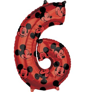 Anagram Folienballon -Zahl 6- Mickey Maus Rot Folie 66cm-1St