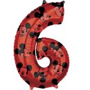 Luftballon -Zahl 6- Mickey Maus Rot Folie 66cm