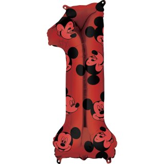 Anagram Folienballon -Zahl 1- Mickey Maus Rot Folie 66cm-1St
