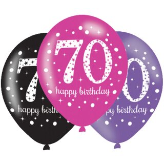 Riethmüller Luftballon -Zahl 70-ø28cm Happy Birthday Mix -6St