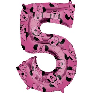 Anagram Folienballon -Zahl 5- Minnie Maus Rosa Folie 66cm-1St