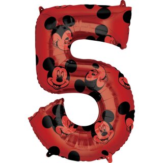 Anagram Folienballon -Zahl 5- Mickey Maus Rot Folie 66cm-1St