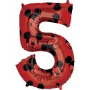 Luftballon -Zahl 5- Mickey Maus Rot Folie 66cm