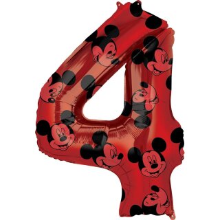 Anagram Folienballon -Zahl 4- Mickey Maus Rot Folie 66cm-1St
