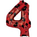 Anagram Folienballon -Zahl 4- Mickey Maus Rot Folie 66cm-1St