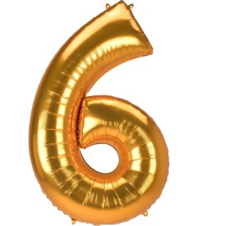 Anagram Folienballon -Zahl 6- Gold 134cm-1St
