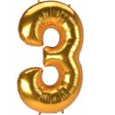 Anagram Folienballon -Zahl 3- Gold 134cm-1St