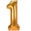Luftballon -Zahl 1- Gold Folie ca 134cm