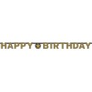Girlande Gold-Schwarz Happy Birthday Folie 213 x 16,2 cm