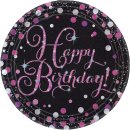 8 Teller Happy Birthday funkelnd Papier rund pink...