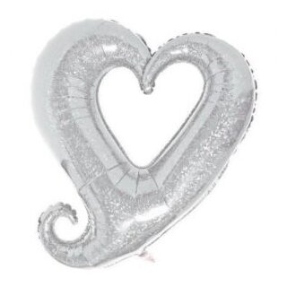 Flexmetal Folienballon Kettenherz Silber Jumbo  ø84cm unverpackt-1St