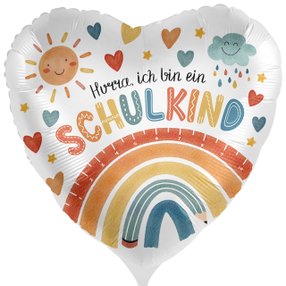 Premioloon Folienballon Hurra ich bin  Schulkind Regenbogen  ø43cm-1St