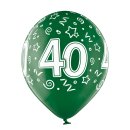 6 Luftballons Zahl 40 Mix &oslash;30cm