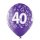 6 Luftballons Zahl 40 Mix ø30cm