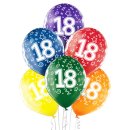 6 Luftballons Zahl 18 Mix &oslash;30cm