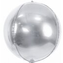Partydeco Folienballon Silber ø40cm kugelrund-1St